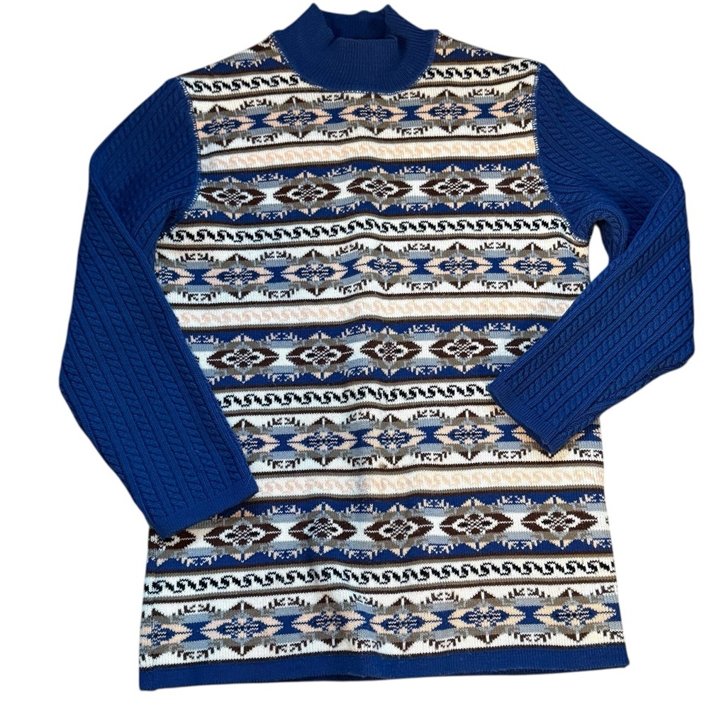 Vintage Kookai France Geometric Mock Turtleneck Sweater size small wool blend